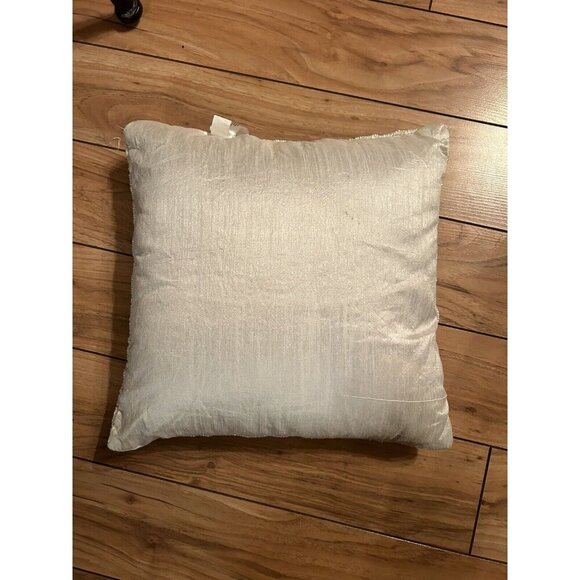 Christmas Beaded Silver Snowflake Throw Pillow Decor 14" Holiday - Picture 3 of 4